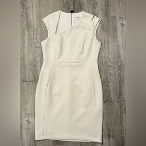 Calvin Klein asymmetrical neckline sleeveless dress with left shoulder split